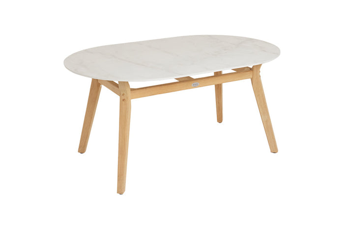 158cm Henley Porcelain Marble & Teak Oval Dining Table