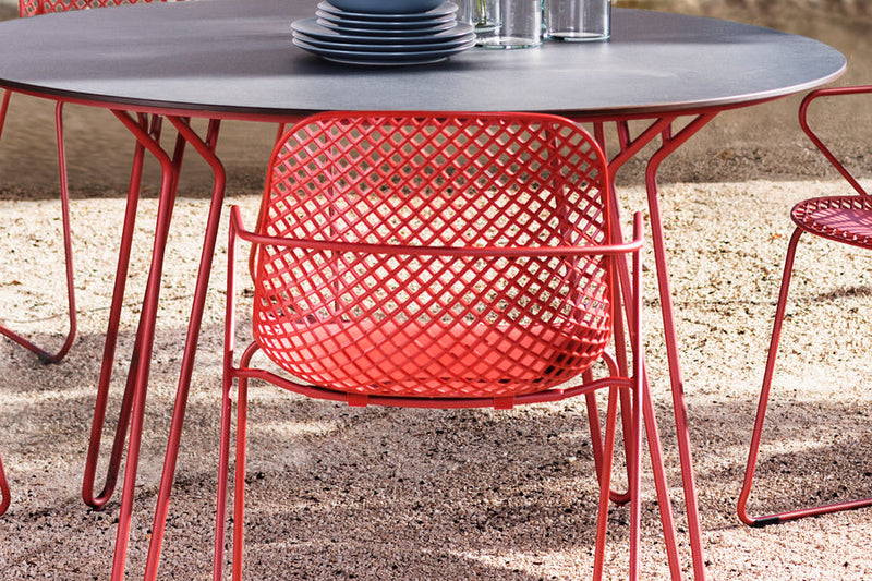 130cm Remy Round Dining Table - Red/Black