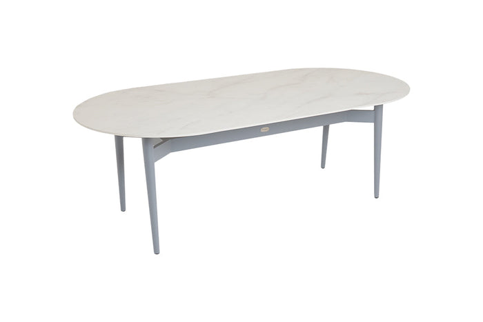 220cm Henley Porcelain Marble & Aluminium Oval Dining Table