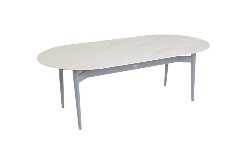 220cm Henley Porcelain Marble & Aluminium Oval Dining Table