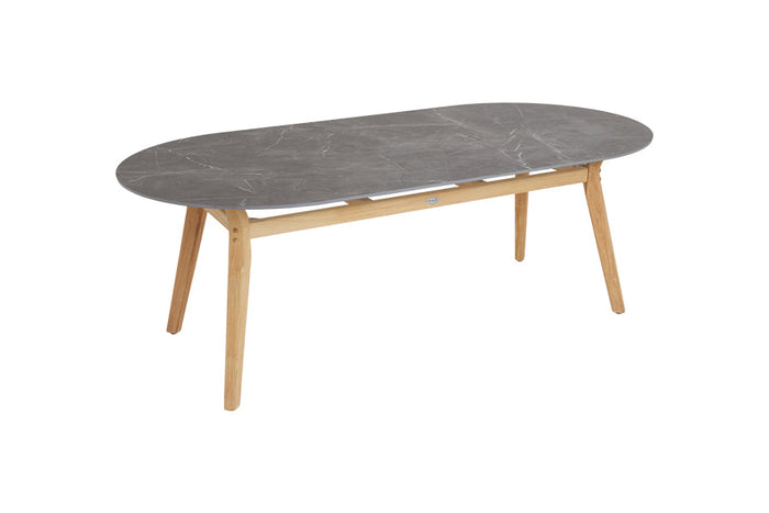 220cm Henley Porcelain Slate & Teak Oval Dining Table
