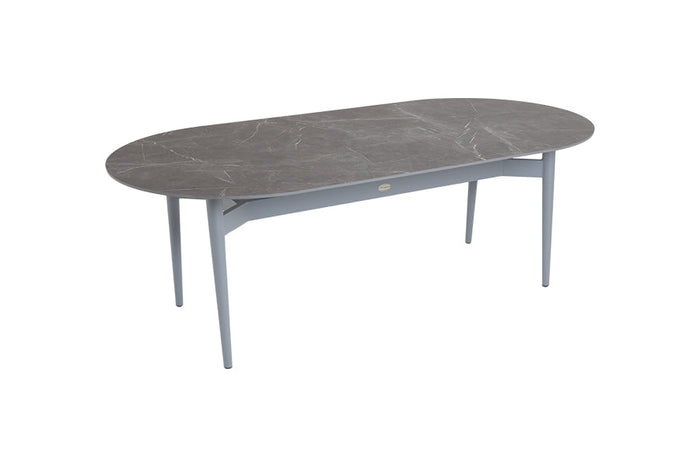 220cm Henley Porcelain Slate & Aluminium Oval Dining Table