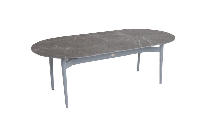 220cm Henley Porcelain Slate & Aluminium Oval Dining Table