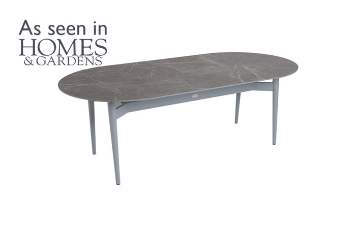 220cm Henley Porcelain Slate & Aluminium Oval Dining Table