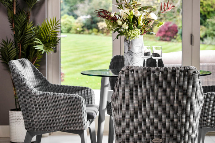 100cm Henley Glass & Aluminium Round Dining Table