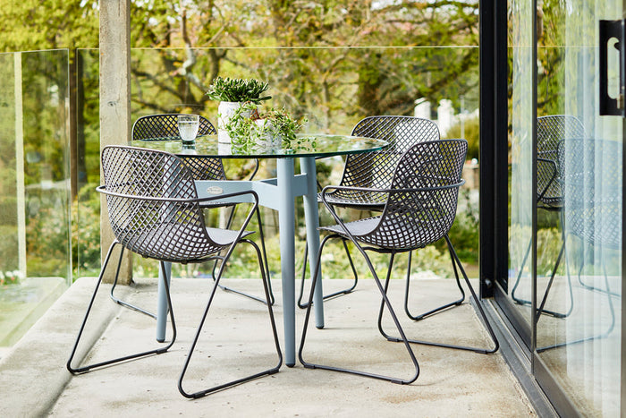 100cm Henley Glass & Aluminium Round Dining Table