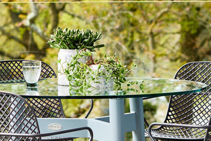 100cm Henley Glass & Aluminium Round Dining Table