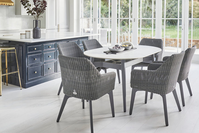 158cm Henley Porcelain Marble & Aluminium Oval Dining Table