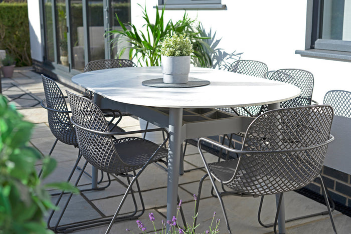 158cm Henley Porcelain Marble & Aluminium Oval Dining Table