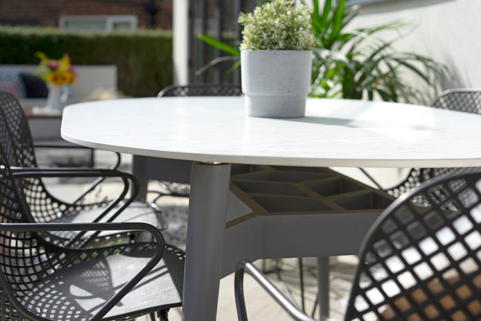 158cm Henley Porcelain Marble & Aluminium Oval Dining Table