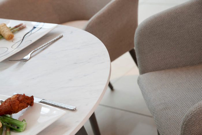 220cm Henley Porcelain Marble & Aluminium Oval Dining Table