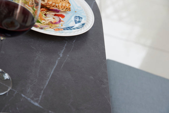158cm Henley Porcelain Slate & Aluminium Oval Dining Table