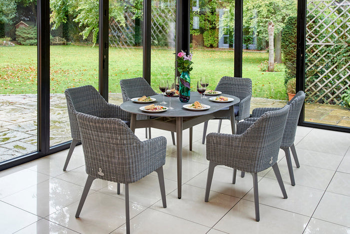 158cm Henley Porcelain Slate & Aluminium Oval Dining Table
