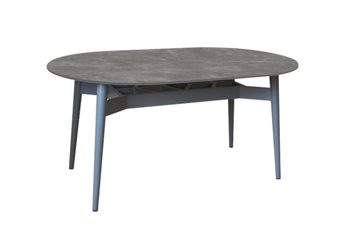 158cm Henley Porcelain Slate & Aluminium Oval Dining Table