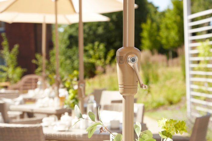 3m Deluxe Round Aluminium Parasol - Almond