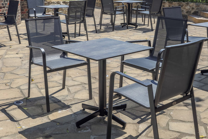 80cm Paris Black/Smoke Grey Square Pedestal Table