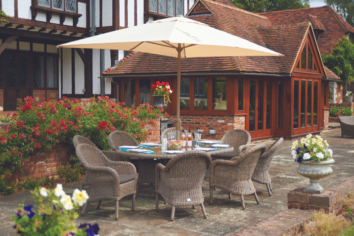 3.2m x 2.1m Deluxe Rectangular Aluminium Parasol - Almond
